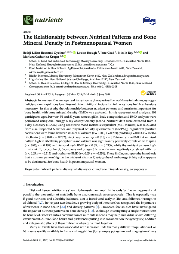 (PDF) The Relationship between Nutrient Patterns and Bone Mineral ...
