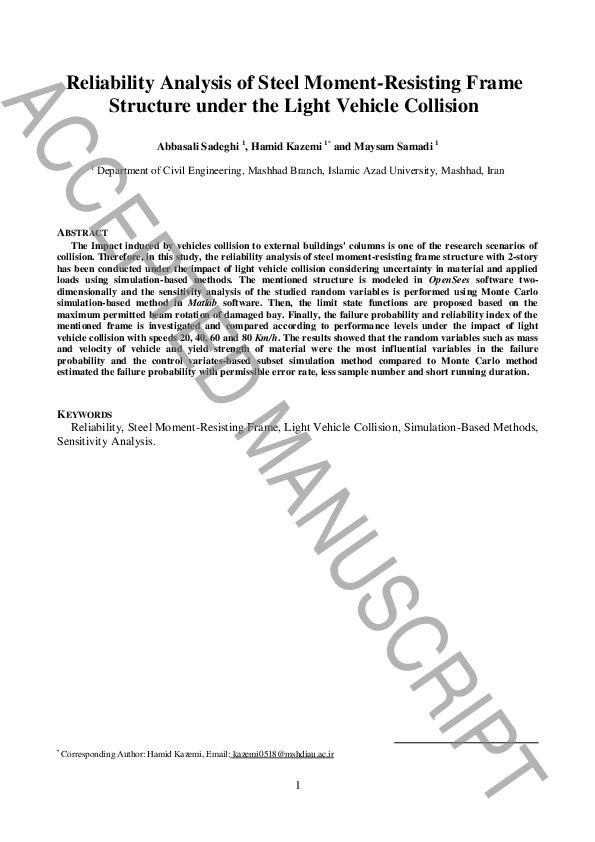 (PDF) Reliability Analysis of Steel Moment-Resisting Frame Structure ...