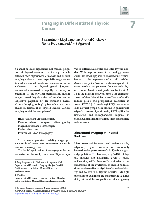(PDF) Imaging in Differentiated Thyroid Cancer