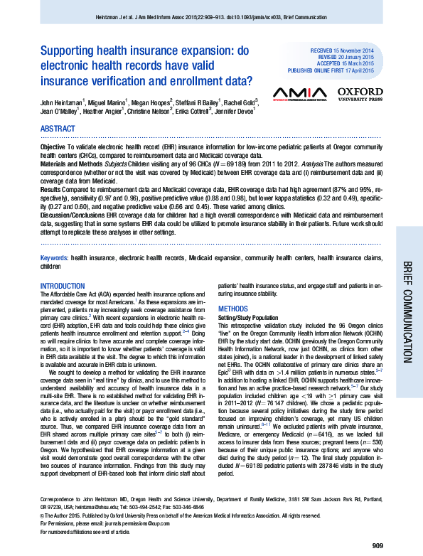 (PDF) Supporting health insurance expansion: do electronic health ...