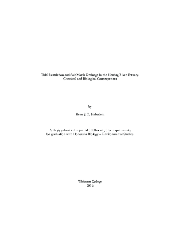 (PDF) Tidal restriction and salt marsh drainage in the Herring River estuary chemical and