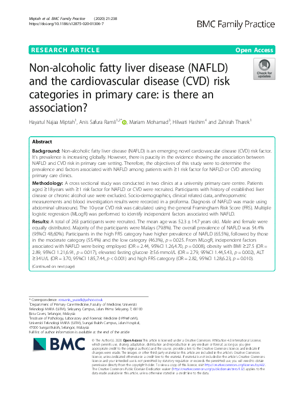 (PDF) Non-alcoholic fatty liver disease (NAFLD) and the cardiovascular ...