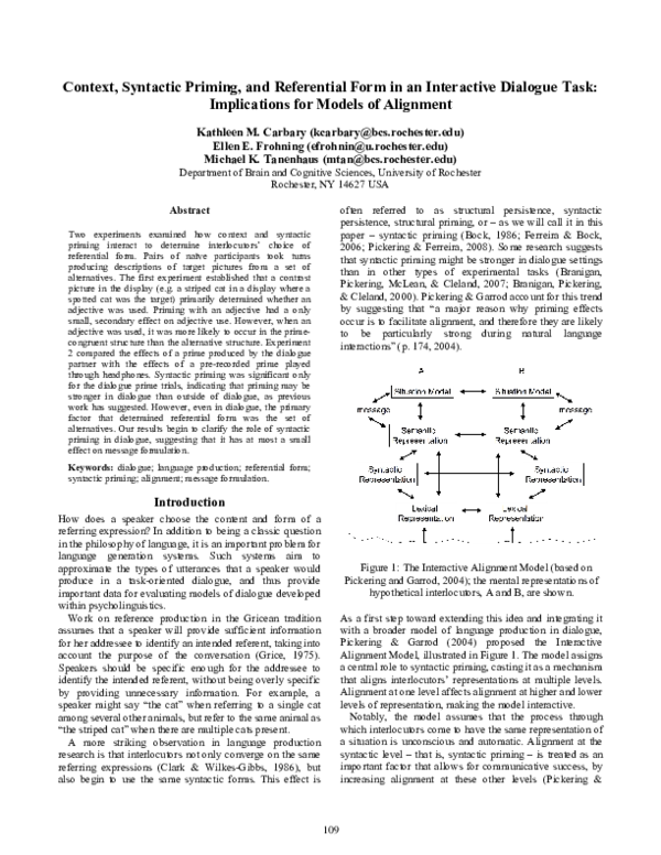 (PDF) Context, Syntactic Priming, and Referential Form In An ...