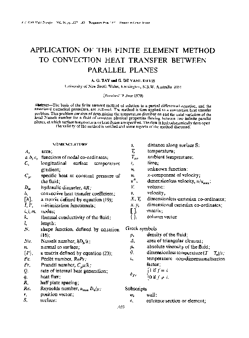 (PDF) Application of the finite element method to convection heat ...