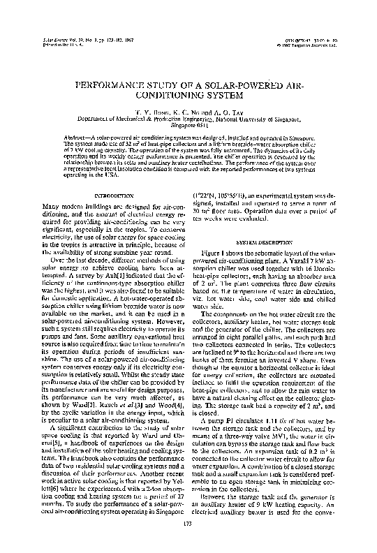 (PDF) Performance study of a solar-powered air-conditioning system