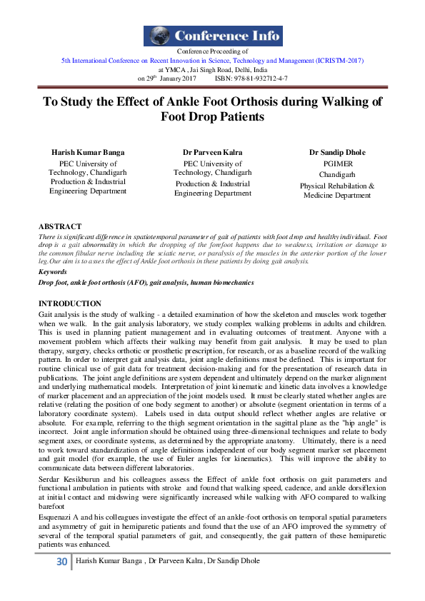 (PDF) To Study the Effect of Ankle Foot Orthosis during Walking of Foot ...