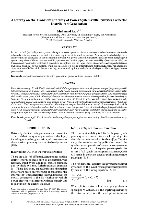 (PDF) A Survey on the Transient Stability of Power Systems with ...