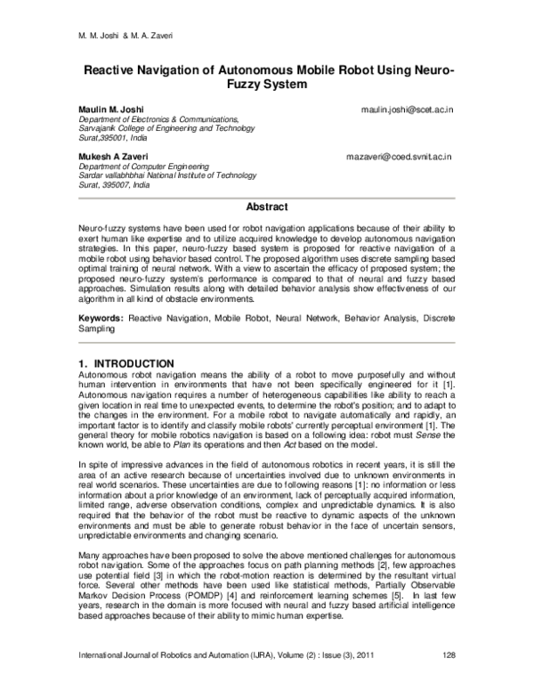 (PDF) Reactive Navigation of Autonomous Mobile Robot Using Neuro-Fuzzy ...