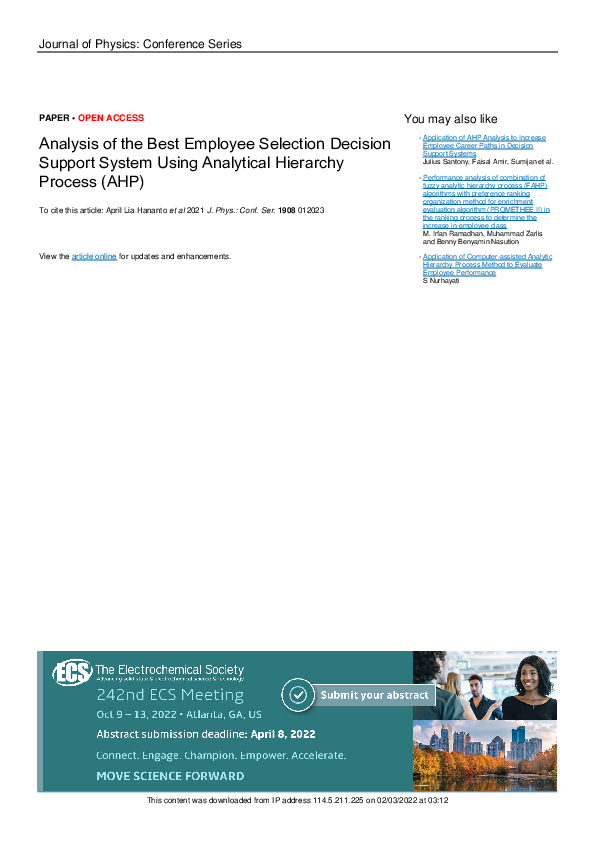 (PDF) Analysis of the Best Employee Selection Decision Support System ...