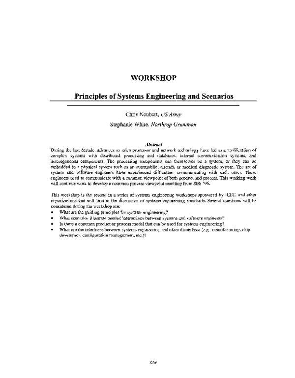 (PDF) Principles Of Systems Engineering And Scenarios