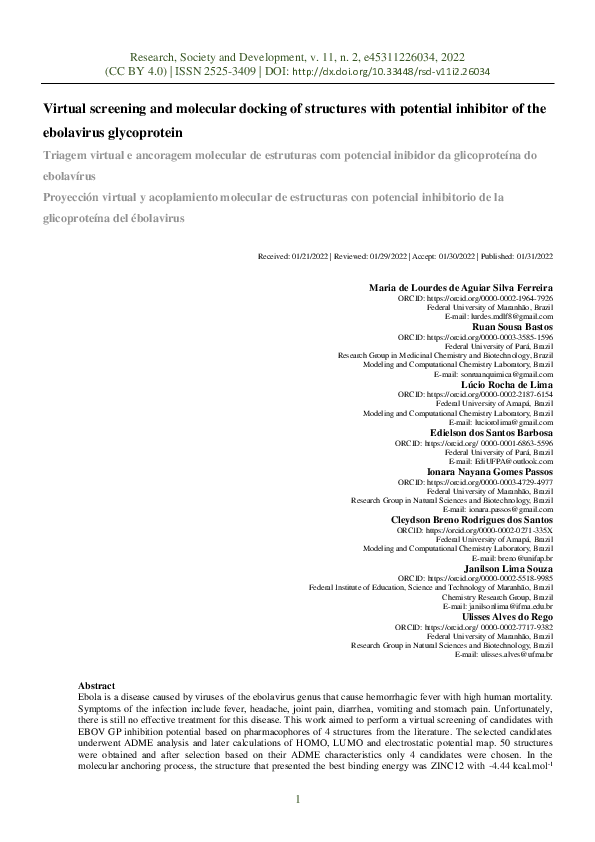 (PDF) Virtual screening and molecular docking of structures with ...