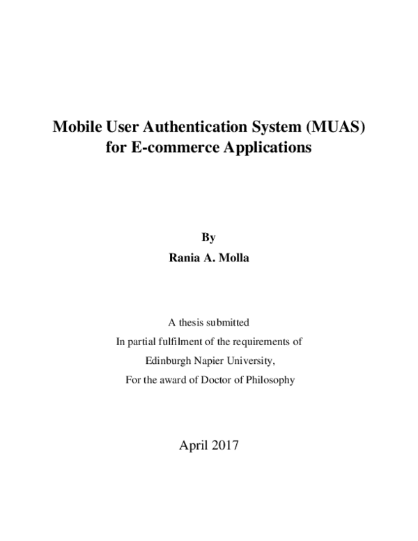 (PDF) Mobile user authentication system (MUAS) for e-commerce applications