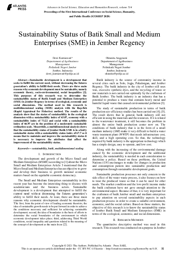 (PDF) Sustainability Status of Batik Small and Medium Enterprises (SME ...
