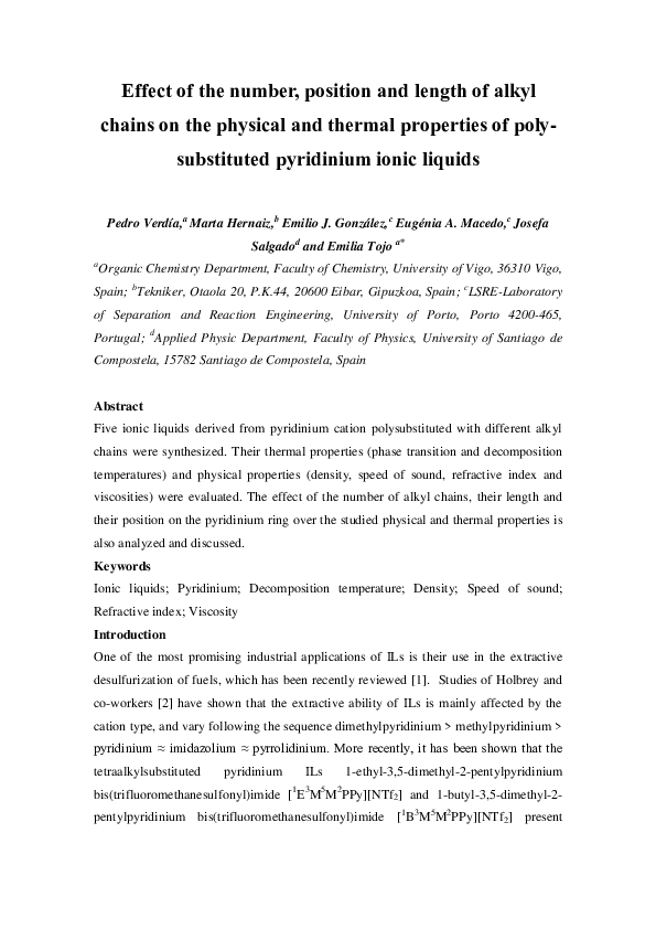 (PDF) Effect of the number, position and length of alkyl chains on the ...