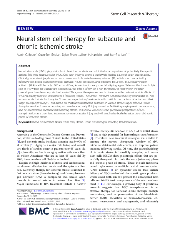 (PDF) Neural stem cell therapy for subacute and chronic ischemic stroke