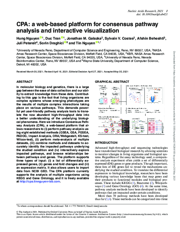 (PDF) CPA: a web-based platform for consensus pathway analysis and ...