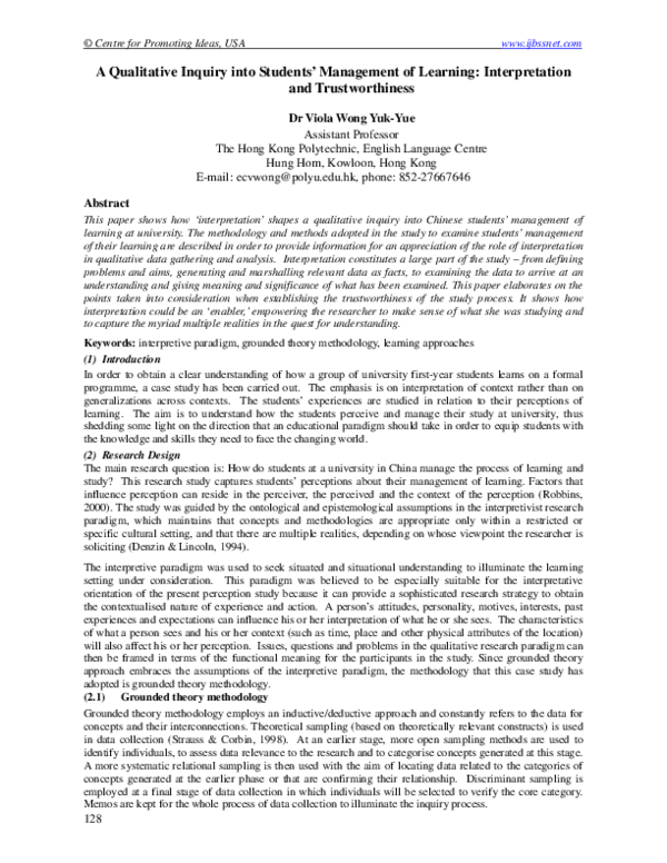 (PDF) A Qualitative Inquiry into Students' Management of Learning ...