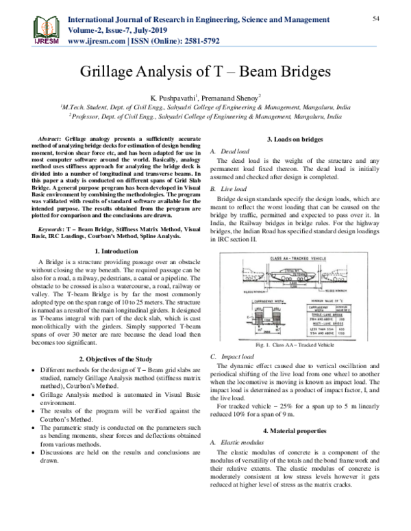 (PDF) Grillage Analysis of T – Beam Bridges