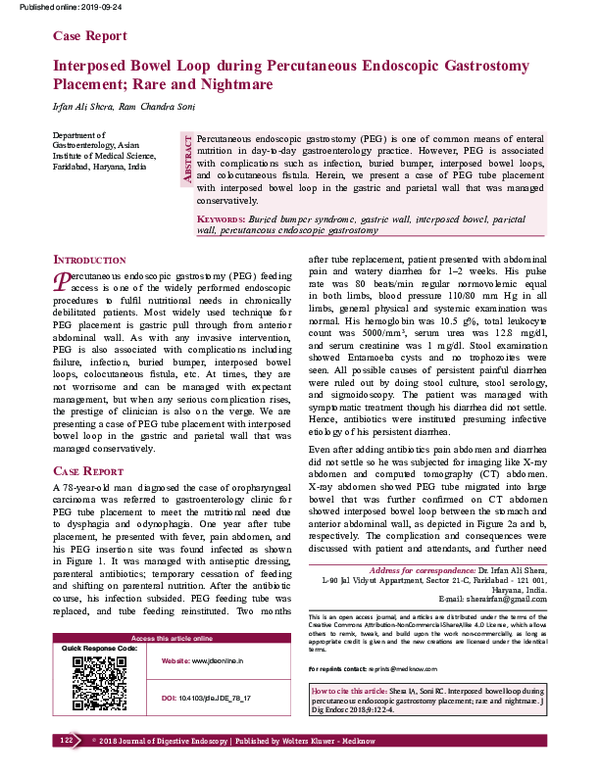 (PDF) Interposed bowel loop during percutaneous endoscopic gastrostomy ...