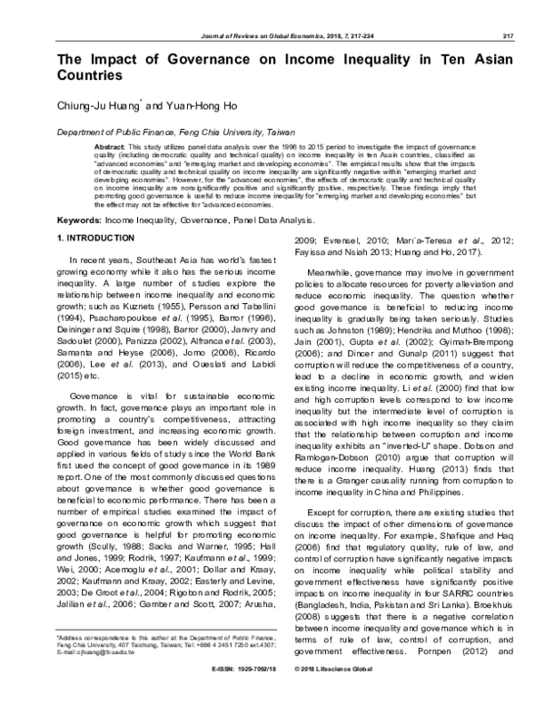 (PDF) The Impact of Governance on Income Inequality in Ten Asian Countries