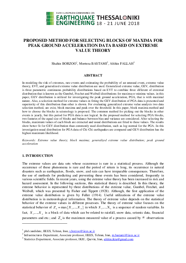 (PDF) Proposed Method for Selecting Blocks of Maxima for Peak Ground ...