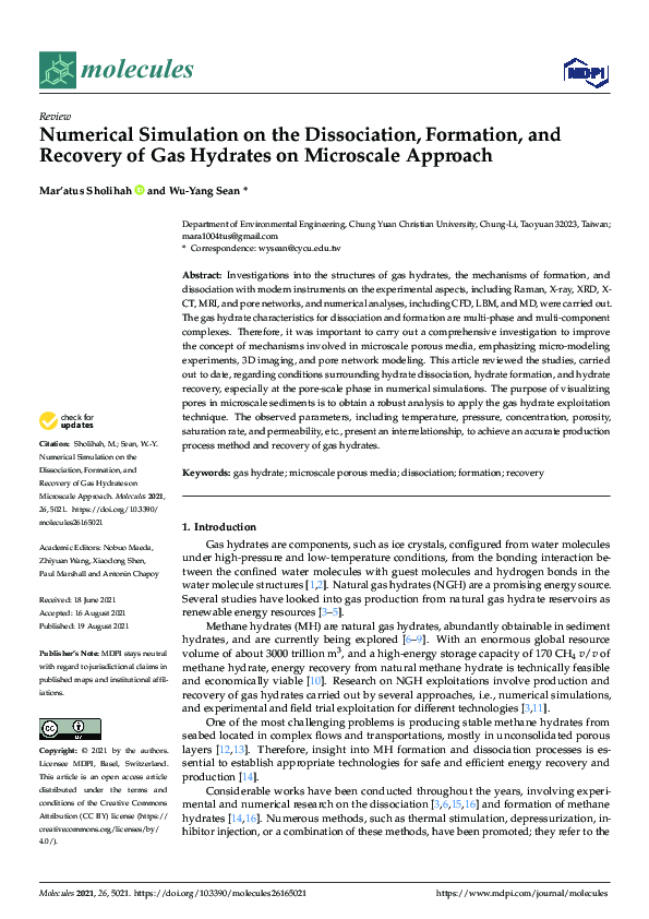 (PDF) Numerical Simulation on the Dissociation, Formation, and Recovery ...