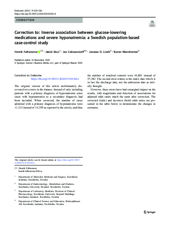 (PDF) Correction to Inverse association between glucoselowering