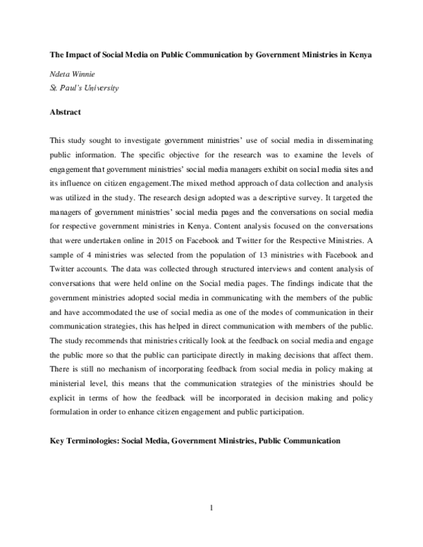 (PDF) The Impact of Social Media on Public Communication by Government ...
