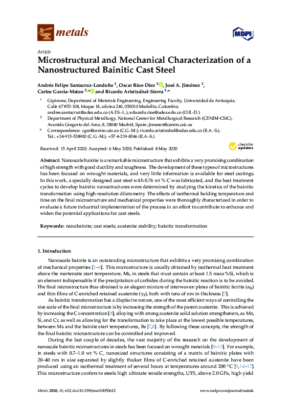 (PDF) Microstructural and Mechanical Characterization of a ...