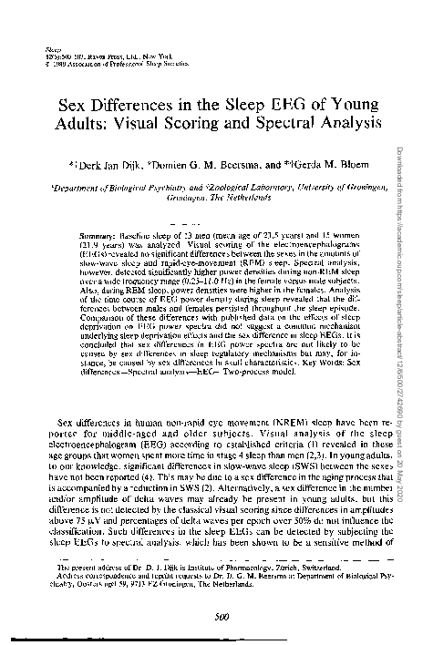 (PDF) Sex differences in the sleep EEG of young adults: visual scoring ...