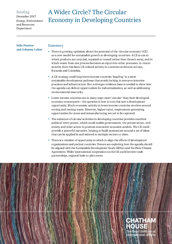 (PDF) A Wider Circle? The Circular Economy in Developing Countries