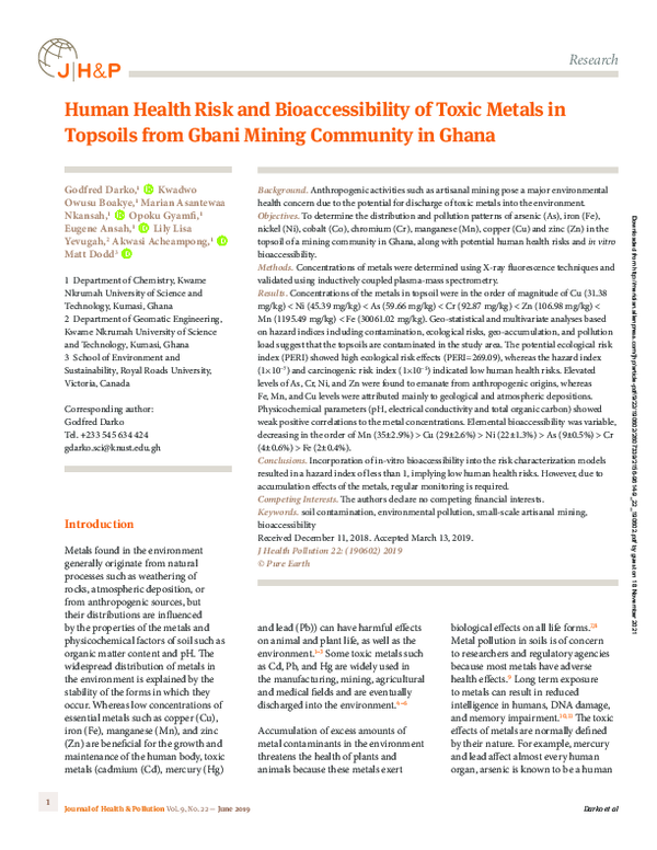 (PDF) Human Health Risk and Bioaccessibility of Toxic Metals in ...