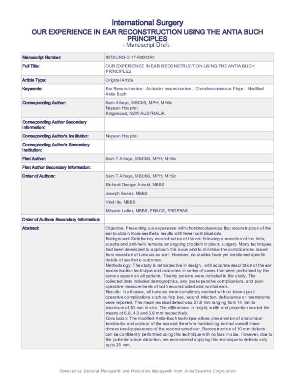 (PDF) Our Experience in Ear Reconstruction Using the Antia Buch Principles