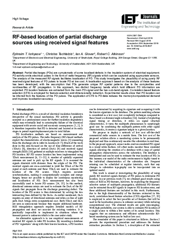 (PDF) RF-based location of partial discharge sources using received ...