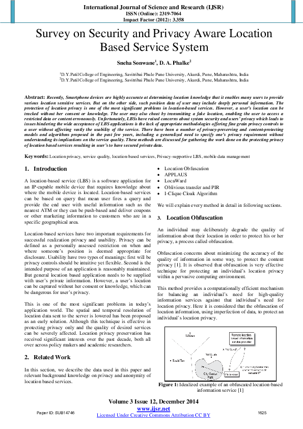 (PDF) Survey on Security and Privacy Aware Location Based Service System