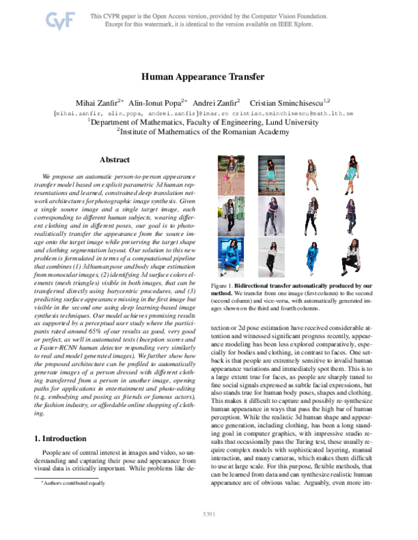 (PDF) Human Appearance Transfer