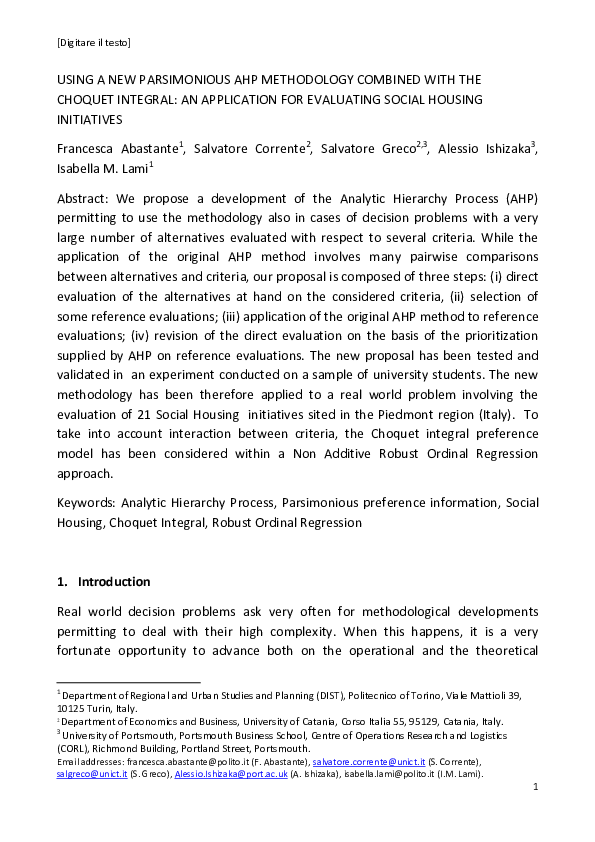 (PDF) Using a new parsimonious AHP methodology combined with the ...