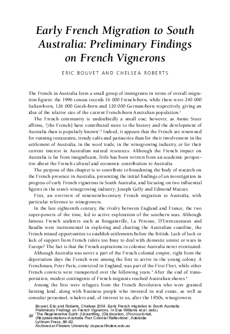 (PDF) Early French migration to South Australia: preliminary findings ...