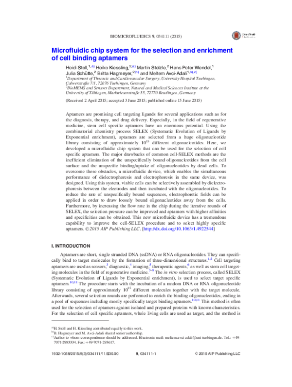 (PDF) Microfluidic chip system for the selection and enrichment of cell ...
