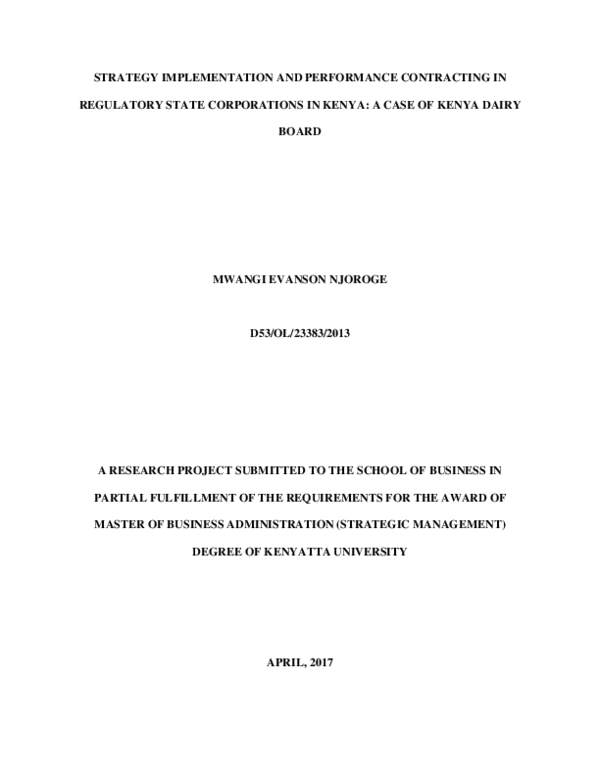 (PDF) Strategy Implementation and Performance Contracting in Regulatory ...