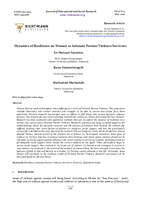 (PDF) Dynamics of Resilience on Women as Intimate Partner Violence ...
