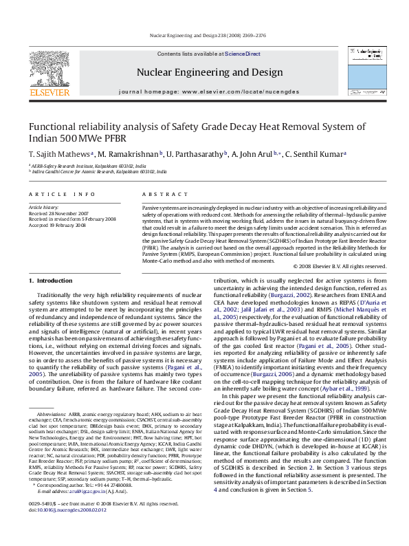 (PDF) Functional reliability analysis of safety grade decay heat ...