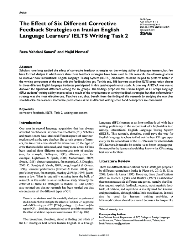 (PDF) The Effect of Six Different Corrective Feedback Strategies on ...