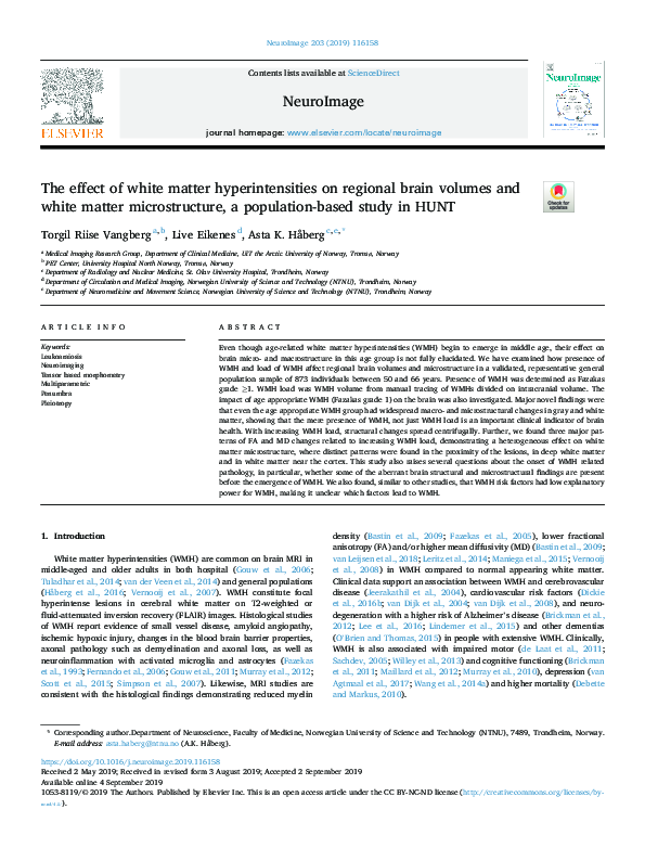 (PDF) The effect of white matter hyperintensities on regional brain ...