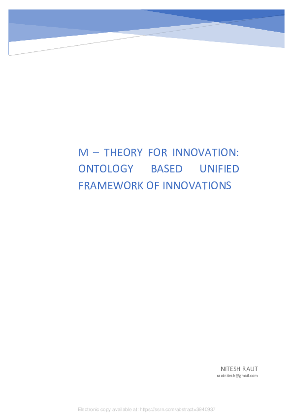 (PDF) M – Theory for Innovation: Ontology Based Unified Framework of ...