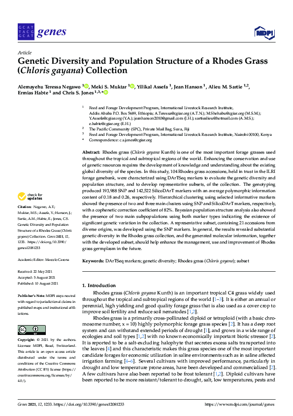 (PDF) Genetic Diversity and Population Structure of a Rhodes Grass ...