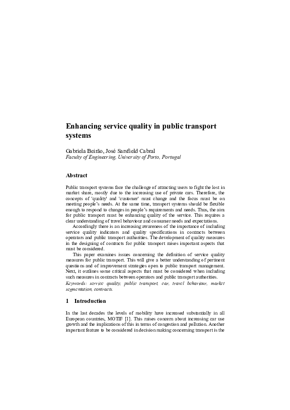 (PDF) Enhancing Service Quality in Public Transport Systems Gabriela