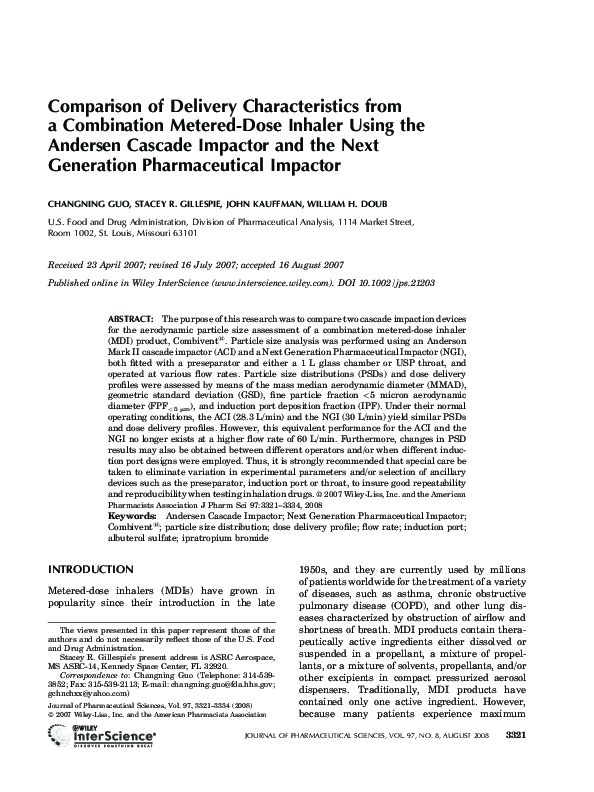 (PDF) Comparison of delivery characteristics from a combination metered ...