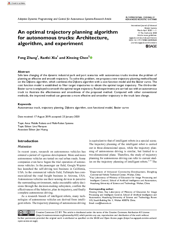 (PDF) An optimal trajectory planning algorithm for autonomous trucks ...