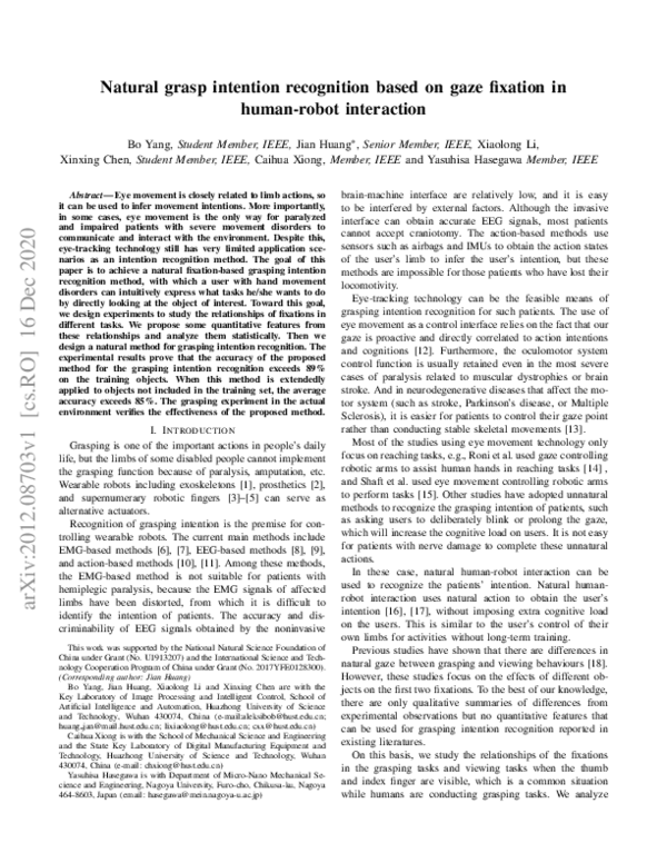 (PDF) Natural grasp intention recognition based on gaze fixation in ...
